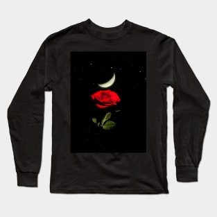 Rose and a Moon Long Sleeve T-Shirt